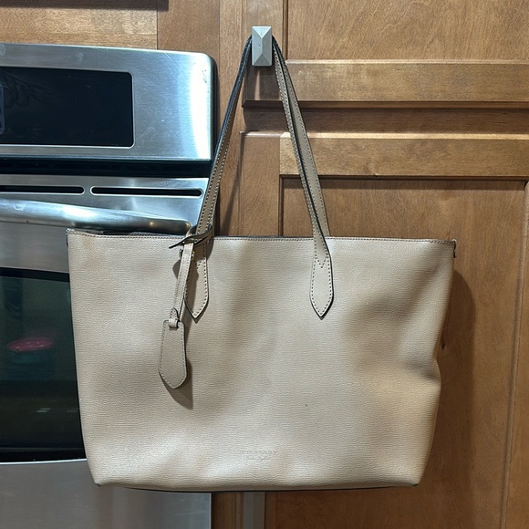 Beautiful tan leather Burberry large zipper tote shoulder bag w check interior - Picture 1 of 15